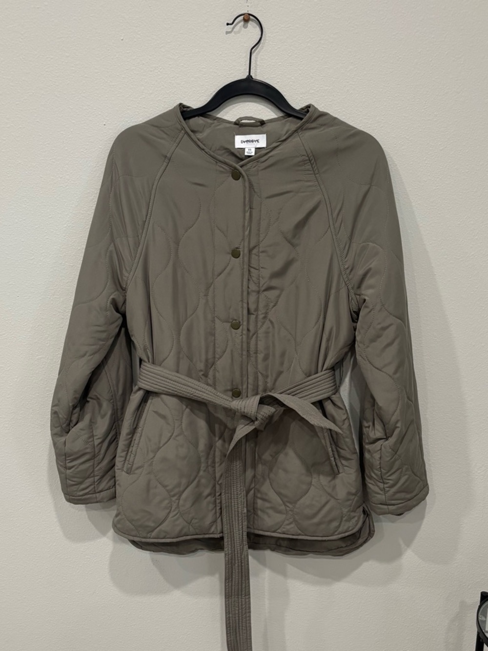 Evereve | Quilted Belted Jacket | Olive Green | XS